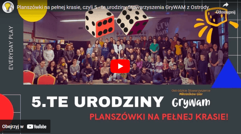 Planszówki na pełnej krasie, czyli 5 – te urodziny Stowarzyszenia GryWAM z Ostródy